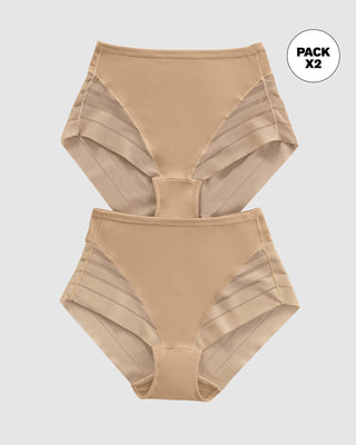 Paquete x 2 panty faja clásicos control moderado de abdomen#color_s02-cafe-medio