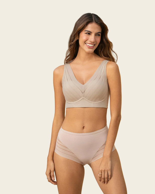 Paquete x 2 panties faja clásicos con control moderado de abdomen y bandas en tul