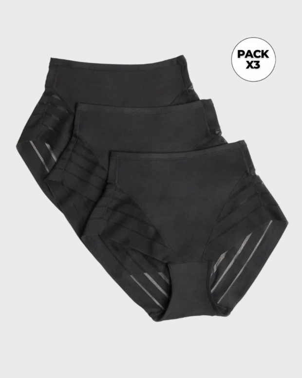 Paquete x 3 panties faja clásicos con control moderado de abdomen