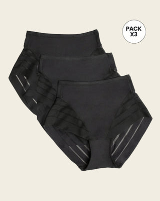 Paquete x 3 panty faja clásicos control moderado de abdomen#color_700-negro