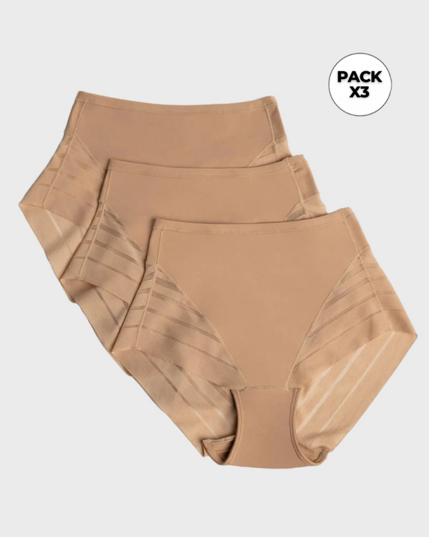 Paquete x 3 panties faja clásicos con control moderado de abdomen