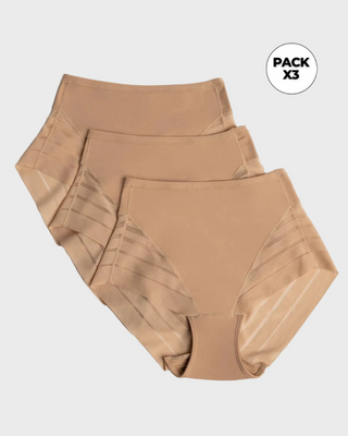 Paquete x 3 panty faja clásicos control moderado de abdomen#color_801-cafe-medio