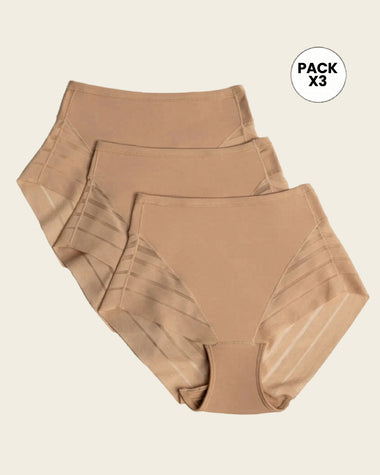 Paquete x 3 panty faja clásicos control moderado de abdomen#color_801-cafe-medio