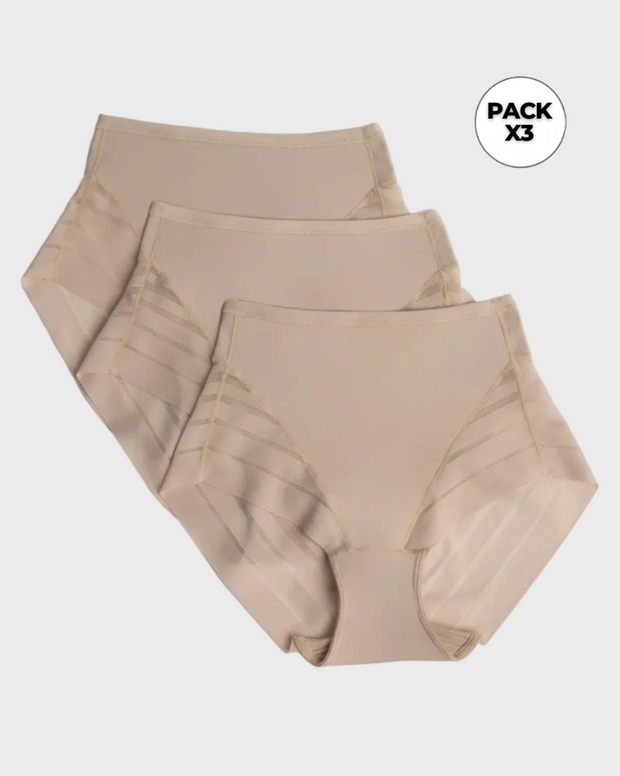 Paquete x 3 panties faja clásicos con control moderado de abdomen