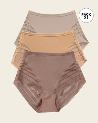 Paquete x 3 panties faja clásicos con control moderado de abdomen#color_s03-surtido
