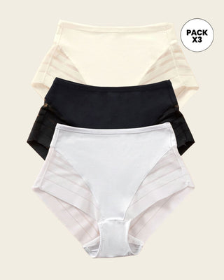 Paquete x 3 panties faja clásicos con control moderado de abdomen#color_s04-surtido