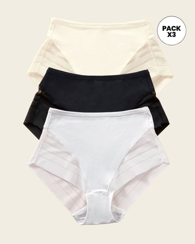 Paquete x 3 panties faja clásicos con control moderado de abdomen#color_s04-surtido