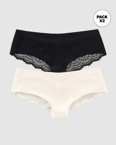 Paquetes x 2 panties cacheteros con encaje#color_s39-perla-negro