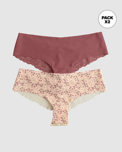 Paquetes x2 panties cacheteros con encaje#color_s42-marfil-estampado-terracota