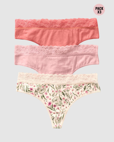 Paquete x3 brasileras en algodón elástico con detalle en encaje#color_s09-rosa-pastel-rosado-marfil-estampado
