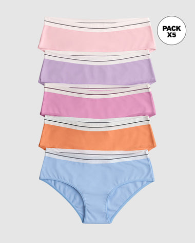 Paquete x5 panties estilo hipster#color_s10-naranja-rosa-medio-rosado-azul-lila