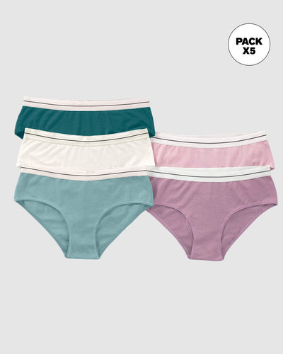 Paquete x 5 panties estilo hipster#color_s14-verde-verde-medio-morado-rosa-marfil