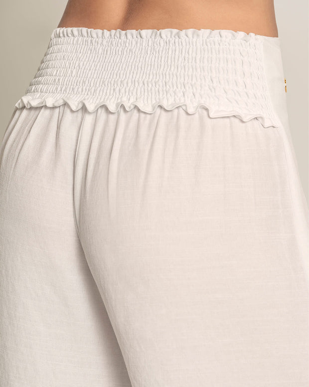 Pantalón playero tipo lino anudable en el frente