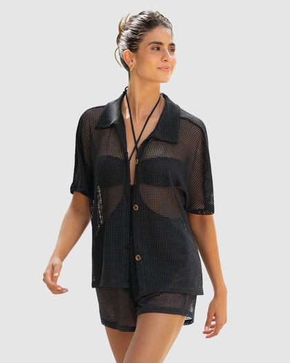 Camiseta en malla con botones tipo carey#color_700-negro