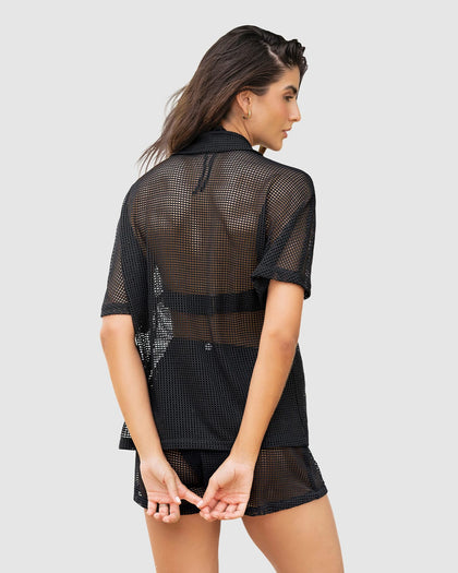 Camiseta en malla con botones tipo carey#color_700-negro