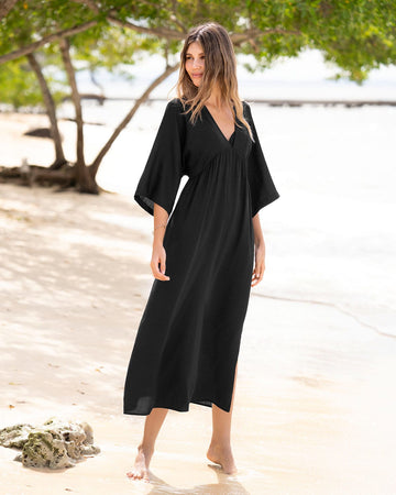 Vestido playero con tiras anudables en espalda#color_700-negro