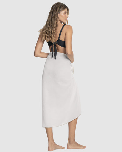 Pareo rectangular multiusos con borlas en las puntas#color_000-blanco