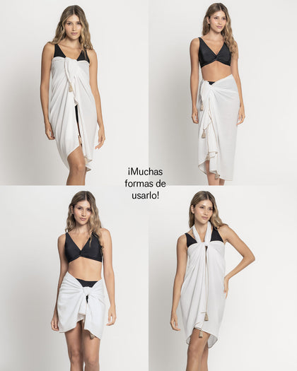 Pareo rectangular multiusos con borlas en las puntas#color_700-negro