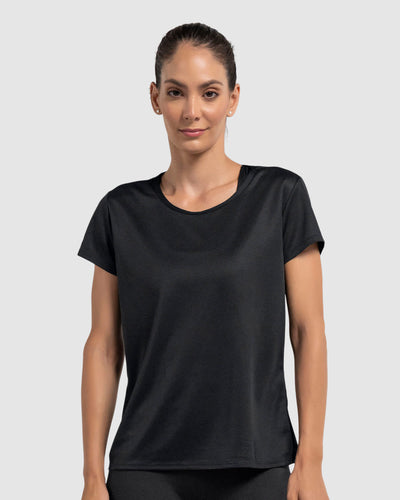 Traje deportivo para mujer: camiseta melange + capri negro