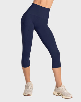 Capri de compresión en abdomen y muslos con bolsillo lateral#color_509-azul-oscuro