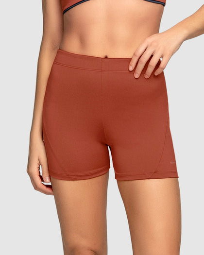 Short corto deportivo ajustado y ligero con cómodo elástico en cintura#color_336-rojo-canela