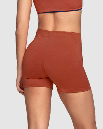 Short corto deportivo ajustado y ligero con cómodo elástico en cintura#color_336-rojo-canela