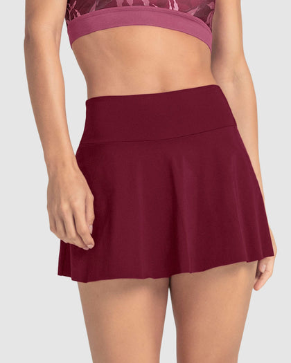 Falda deportiva con short interno con bolsillo#color_220-vinotinto
