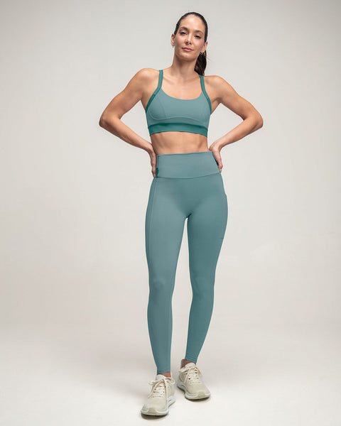 Legging tiro alto compresión en abdomen y muslos con bolsillo lateral#color_644-verde