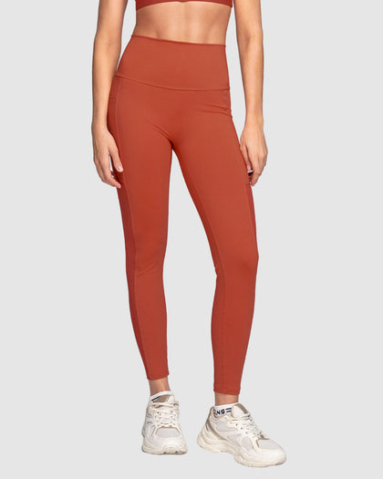 Legging deportivo con bolsillo lateral y detalles en SmartLace®#color_336-rojo-canela