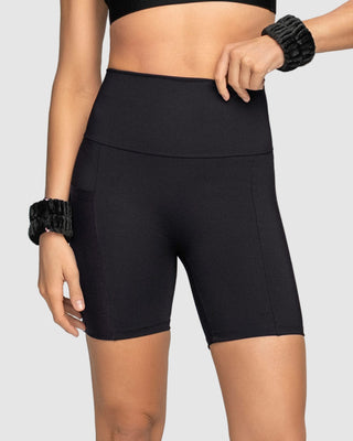 Short ciclista con bolsillo lateral y compresión de abdomen#color_700-negro