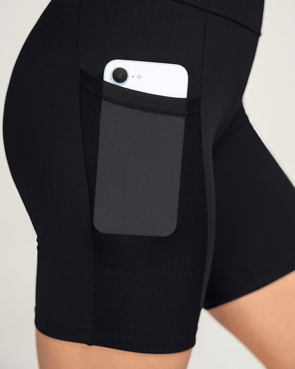 Short ciclista con bolsillo lateral y compresión de abdomen#color_700-negro