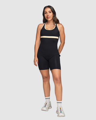 Enterizo corto deportivo compresión suave de abdomen#color_700-negro