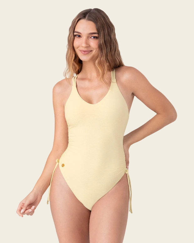 Traje de baño entero graduable en piernas