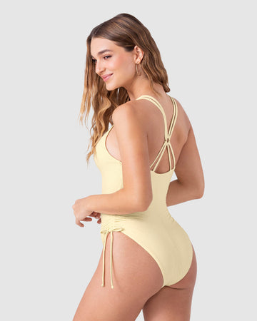 Traje de baño entero graduable en piernas#color_111-amarillo-claro