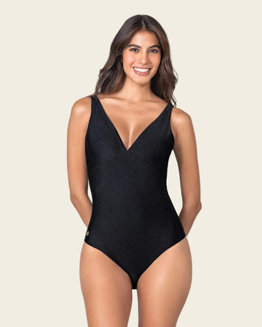Traje de baño entero escote profundo#color_700-negro