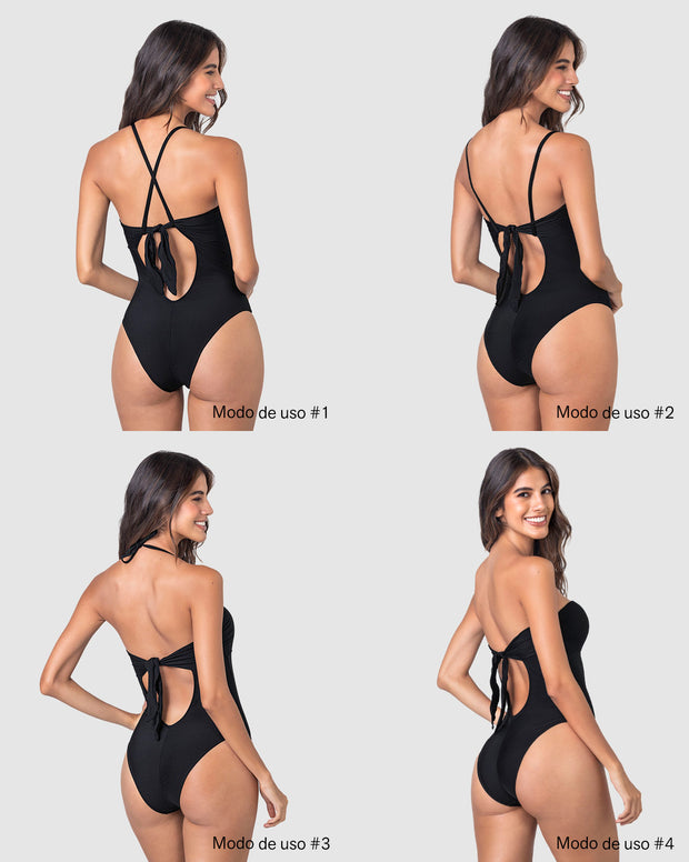 Traje de baño entero con espalda ajustable