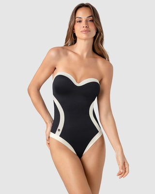 Traje de baño de compresión con cortes efecto reloj de arena#color_700-negro