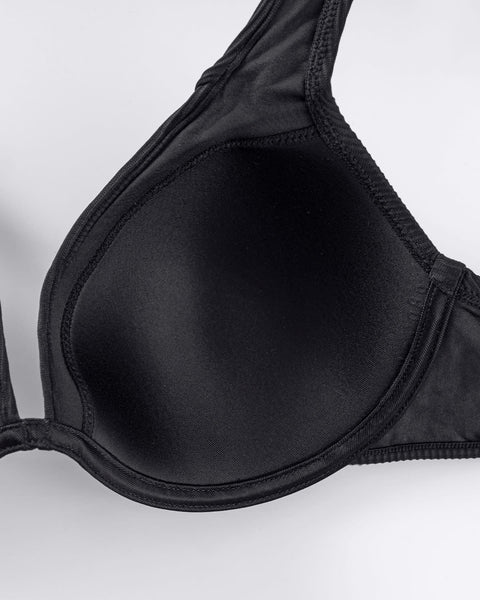 Bikini con escote profundo varilla libre con realce medio de busto#color_700-negro
