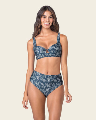 Bikini con panty tiro alto y top corsetero#color_589-estampado-corales