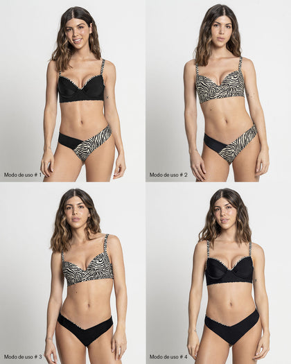 Bikini ECO doble faz con panty de pretina en V#color_845-estampado-piel-negro