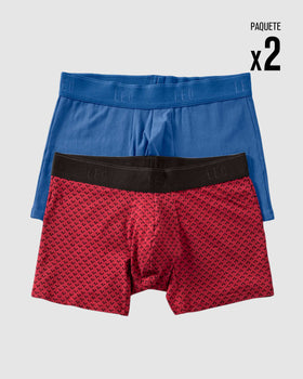 Paquete x2 bóxers cortos en algodón elástico#color_s54-rojo-estampado-azul