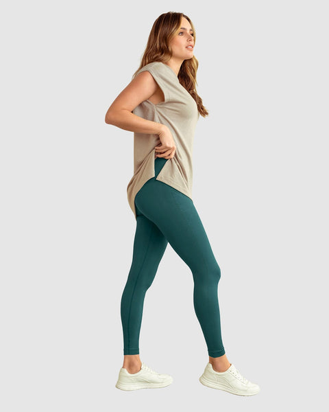 Legging tiro alto con compresión suave de abdomen ultracómodo y flexible#color_690-verde
