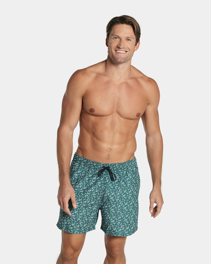 Pantaloneta corta de baño para hombre elaborada con pet reciclado#color_060-estampado-arabescos