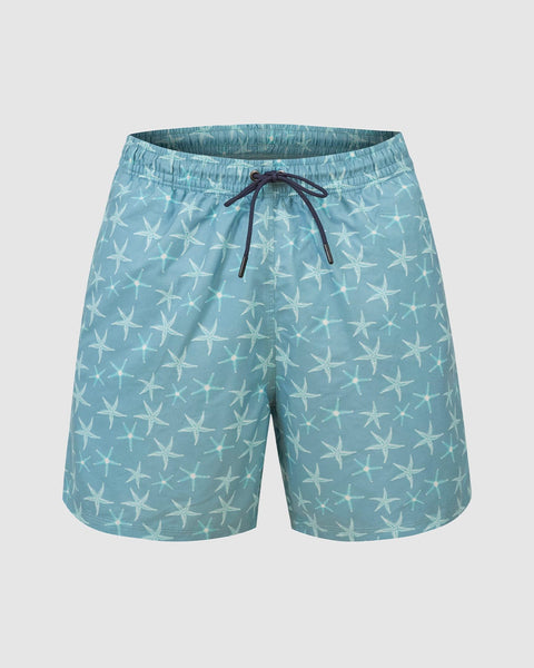 Pantaloneta corta de baño para hombre elaborada con PET reciclado#color_b02-estampado-estrellas-de-mar