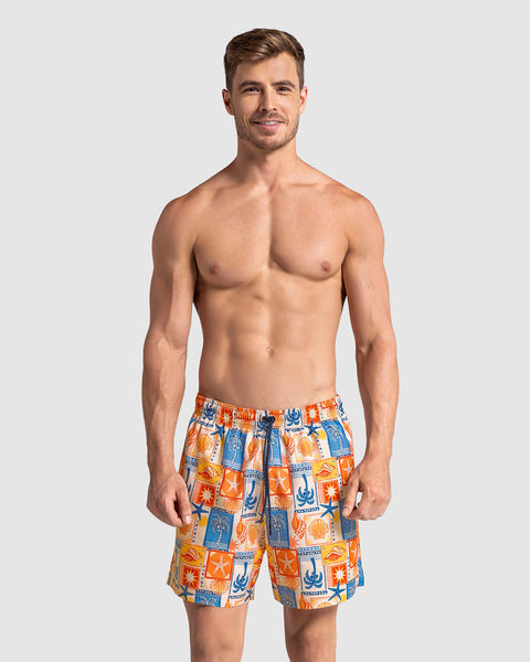 Pantaloneta de baño masculina con práctico bolsillo al lado derecho#color_191-estampado-estampas