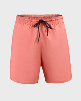 Pantaloneta de baño masculina con práctico bolsillo al lado derecho#color_358-coral