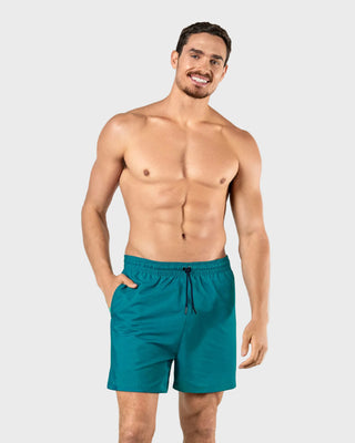 Pantaloneta de baño masculina con práctico bolsillo al lado derecho#color_728-verde