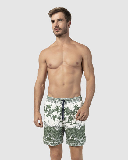 Pantaloneta de baño masculina con práctico bolsillo al lado derecho#color_a05-estampado-palmeras