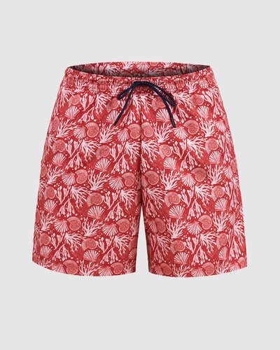 Pantaloneta de baño masculina con práctico bolsillo al lado derecho#color_a33-estmado-coral-rojo