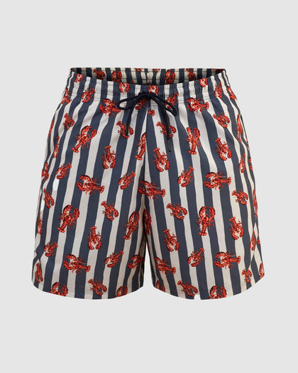 Pantaloneta de baño masculina con práctico bolsillo al lado derecho#color_a55-estampado-rayas-langostas